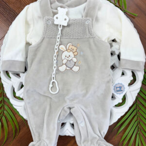 Jardineiras de Veludo Coelho e Urso