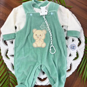 Jardineiras de Veludo Urso com Estrelinhas