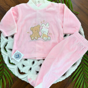 Pijama de 2 Peças de Veludo Urso e Coelho