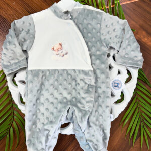 Babygrow de Veludo Pipoca com Ursinho a Dormir na Nuvem Digital