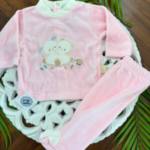 Pijama de 2 Peças de Veludo Ursinhos Abraçados