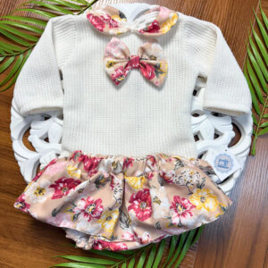 Blusa Floral com Tapa Fralda para Bebé