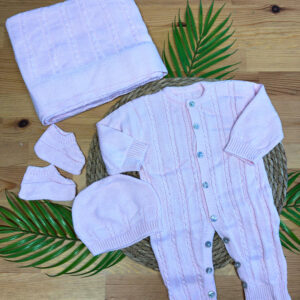 Conjunto de Malha – Manta, Babygrow, Sapatos e Gorro