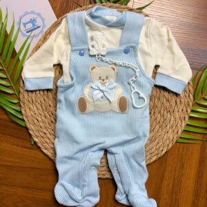 Jardineiras de Algodão Ursinho Laço